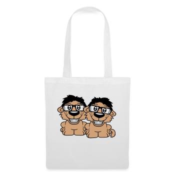 2 chiens nerds lunettes à monture de corne geeks bretelles intelligentes - Sac en tissu - blanc - Devant