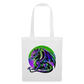 Drache - Stoffbeutel - Weiß - Vorne