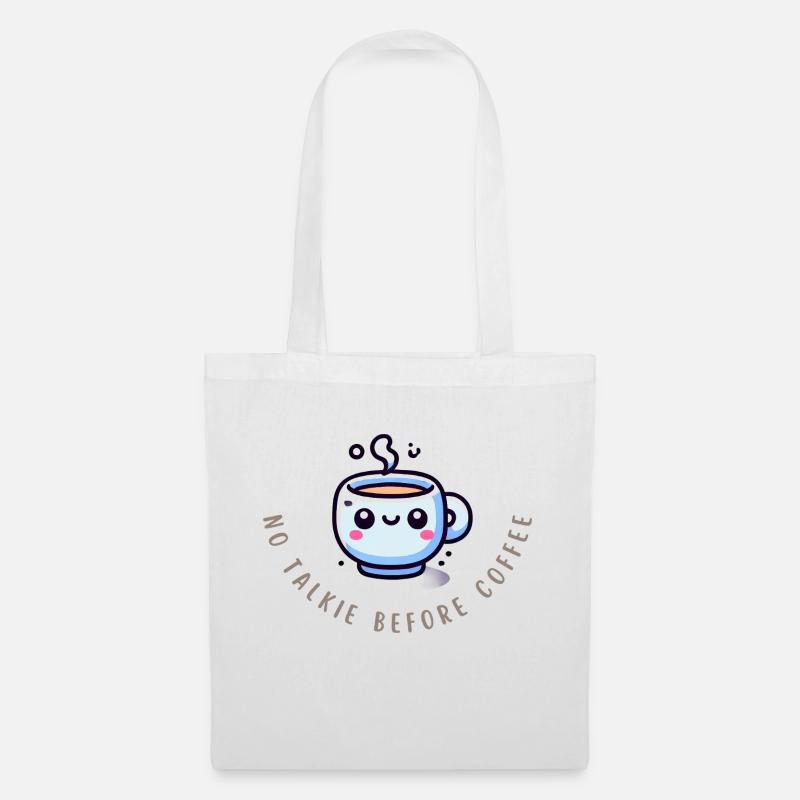 Coffee First – Witziges Kaffee Shirt - Stoffbeutel - Weiß