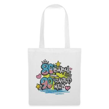Bébé des années 80 Raised Me des années 90 - Motif graffiti - Sac en tissu - blanc - Devant
