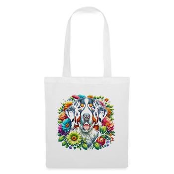 Bernese Mountain Dog in Colorful Flowers - Tote Bag - white - Front