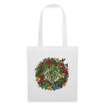 Tropical flower wreath with birds - Tote Bag - white - Front