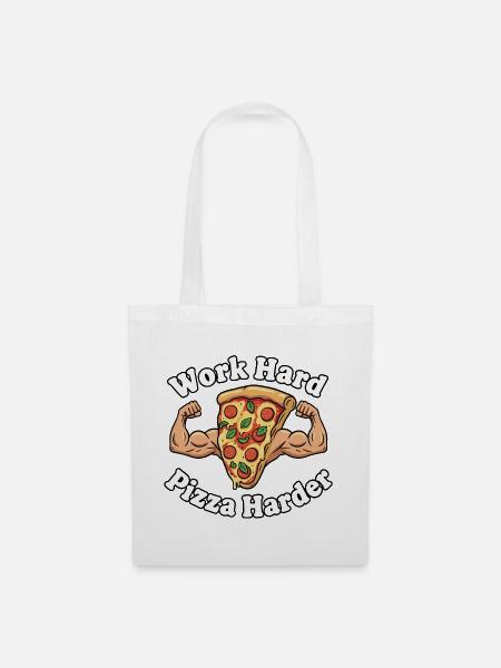 Work Hard Pizza Harder - Stoffbeutel - Weiß