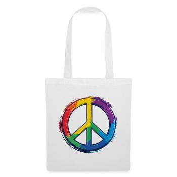 Symbole de paix arc-en-ciel Symbole de paix - Sac en tissu - blanc - Devant