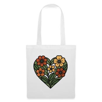 Floral Pattern Heart - Tote Bag - white - Front