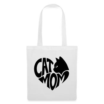 Cat Mom, Cat Mom Heart with Black Cat - Tote Bag - white - Front