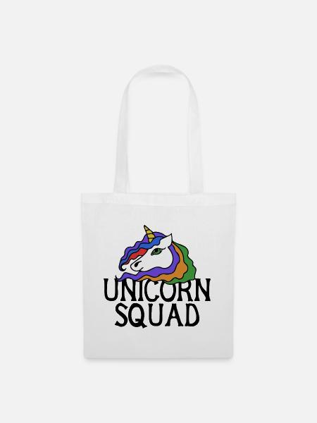 Regenbogen-Einhorn-Porträt - Stoffbeutel - Weiß