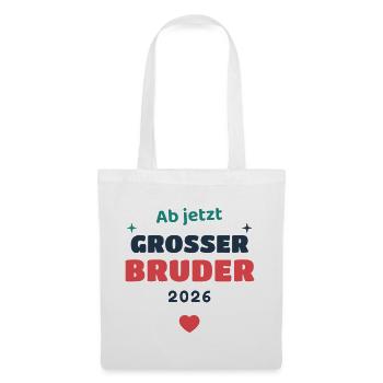 Einschulung 2026 Bruder - Schulkind Geschenk Schul - Stoffbeutel - Weiß - Vorne