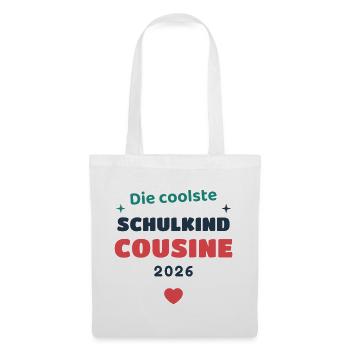 Einschulung 2026 Cousine - Schulkind Geschenk Schu - Stoffbeutel - Weiß - Vorne