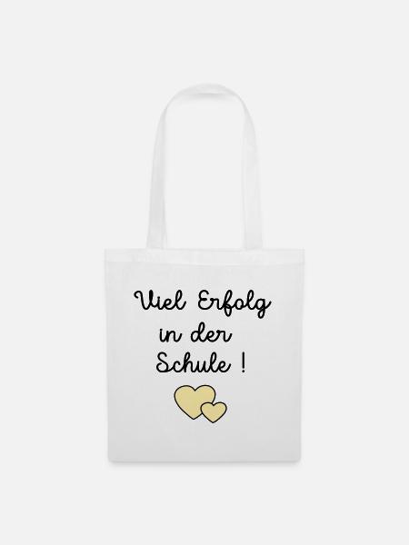 Erfolg Schule Herz - Stoffbeutel - Weiß