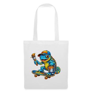 Chameleon on skateboard - Tote Bag - white - Front