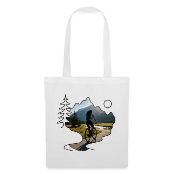 woman cyclist mountains - Stoffbeutel - Weiß - Vorne