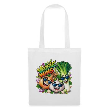 Veggie Wins: Fröhliche Gemüsefreunde - Stoffbeutel - Weiß - Vorne