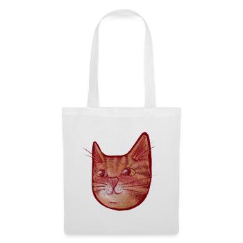 Karmesinrotes Katzen-Aquarellgesicht - Stoffbeutel - Weiß - Vorne