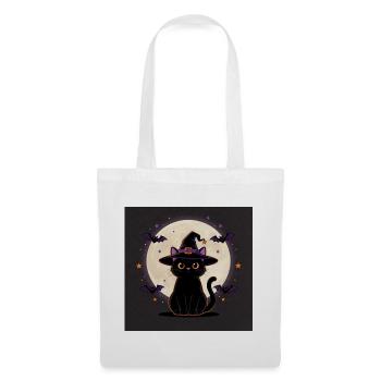 Halloween Hexenkatze – Witchy Cat & Vollmond - Stoffbeutel - Weiß - Vorne