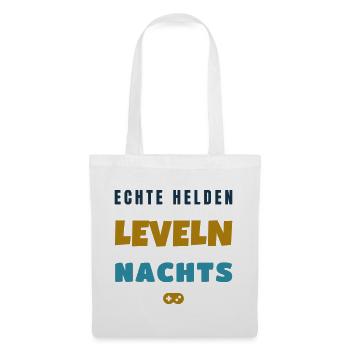 Echte Helden leveln nachts Gamer Spruch - Stoffbeutel - Weiß - Vorne