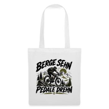 Berge sehn - Pedale drehn - für MTB Fahrer - Stoffbeutel - Weiß - Vorne