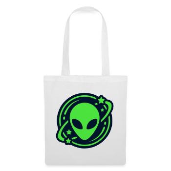 Alien Kopf Weltraum Logo - Stoffbeutel - Weiß - Vorne