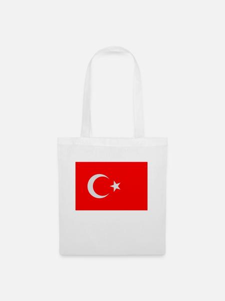 Türkei, Turkey, fahne, flagge - Stoffbeutel - Weiß