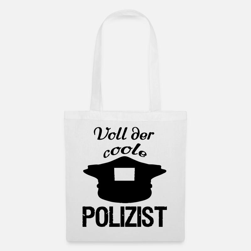 Voll der coole Polizist,Polizei,Berufe,Geschenk - Stoffbeutel - Weiß