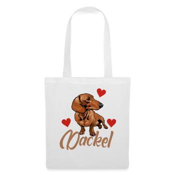 Dackel mit Herzen :-) - Stoffbeutel - Weiß - Vorne