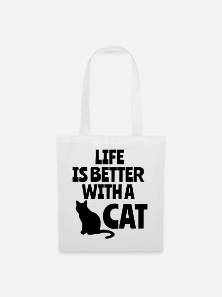Das Leben ist besser mit einer Katze, Katzen, Tieren # - Stoffbeutel - Weiß