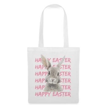 Pastellhase mit Easter-Muster - Stoffbeutel - Weiß - Vorne