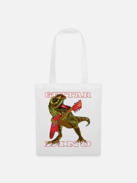 Dinosaurier mit Gitarre - Stoffbeutel - Weiß