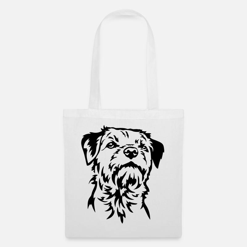 Border Terrier Kopf - Stoffbeutel - Weiß
