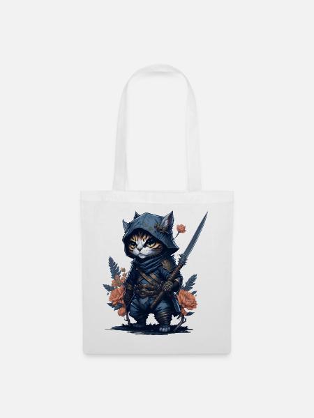 Préparez-vous à l’action avec le chat ninja - Sac en tissu - blanc
