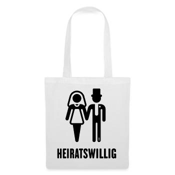 Heiratswillig (Bräutigam / Braut / JGA / Black) - Stoffbeutel - Weiß - Vorne