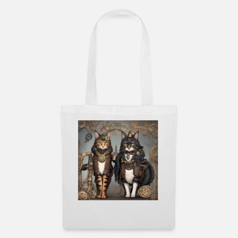 SteampunkKatzen - Stoffbeutel - Weiß