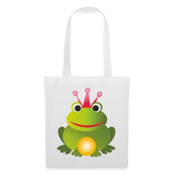 Frog Prince - with pink crown and golden ball - Tote Bag - white - Front