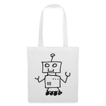 Roboter Doodle Zeichnung - Stoffbeutel - Weiß - Vorne