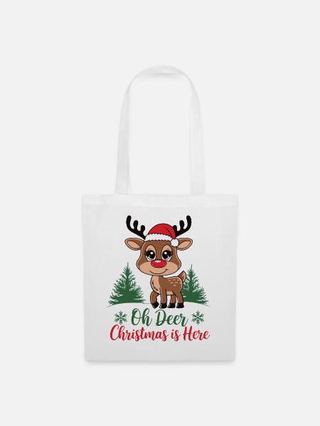 Oh Deer Christmas is Here - Stoffbeutel - Weiß
