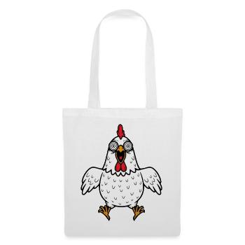 Huhn verrückt Hühner Henne Hahn Gockel Geflügel  - Stoffbeutel - Weiß - Vorne