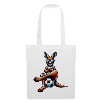 Cooles Känguru Mit Sonnenbrille Und Fußball - Stoffbeutel - Weiß - Vorne
