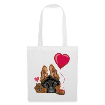 Waving German Shepherd puppy dog with a balloon - Tote Bag - white - Front