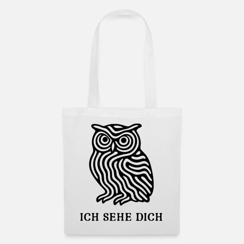 Eule „Ich sehe dich“ – Mystisches Design - Stoffbeutel - Weiß