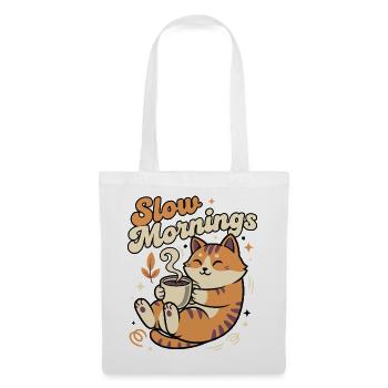 Chat lent du matin avec café - Sac en tissu - blanc - Devant