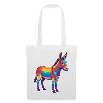 Bunte Eselregenbogen-Pop-Art-Aquarell - Stoffbeutel - Weiß - Vorne