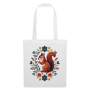 Écureuil dans une couronne de fleurs - Sac en tissu - blanc - Devant