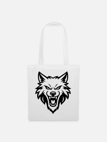 Wolf Kopf - Stoffbeutel - Weiß