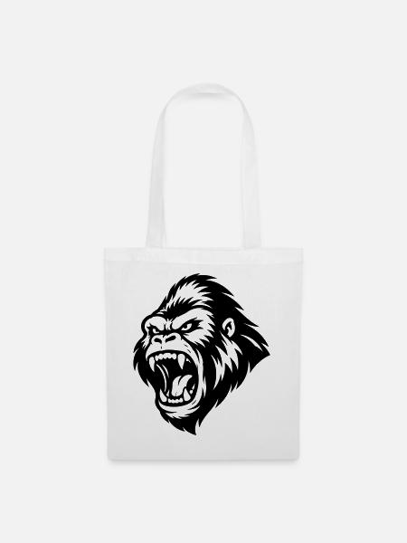 Gorilla Aggressiv - Stoffbeutel - Weiß