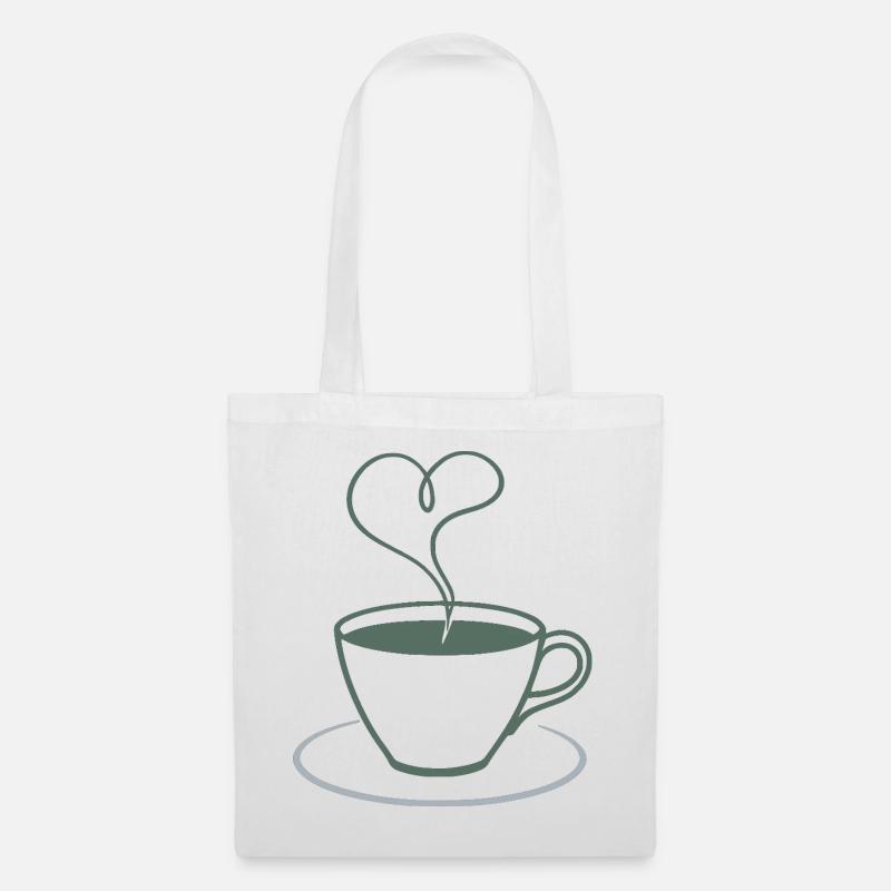 Herzdampf Kaffee Illustration - Stoffbeutel - Weiß