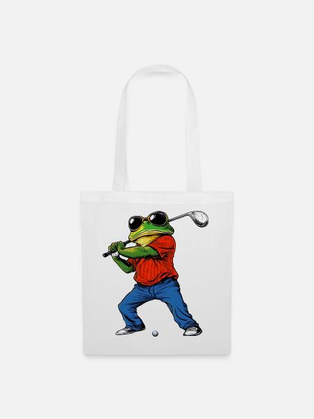 Golfender Frosch - Stoffbeutel - Weiß
