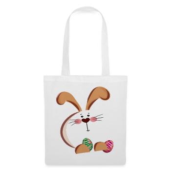 Osterhase und bunte Eier - Stoffbeutel - Weiß - Vorne