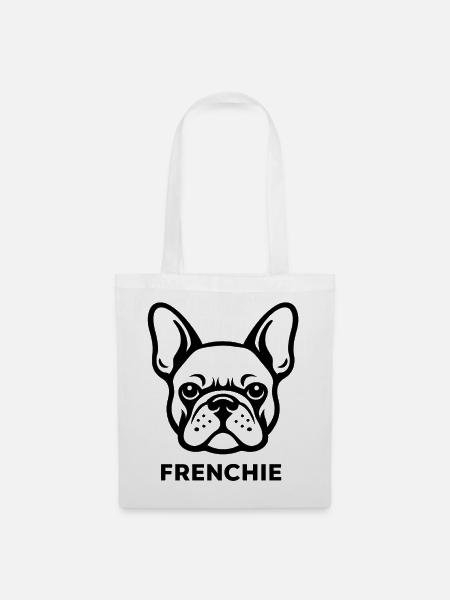 Französisches Bulldoggen-T-Shirt – minimalistischer Frenchie-Hundeliebhaber - Stoffbeutel - Weiß