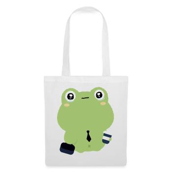 Müder Bürofrosch in Krawatte - Stoffbeutel - Weiß - Vorne