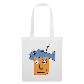 Prise du jour : illustration du chapeau de poisson décalé - Sac en tissu - blanc - Devant